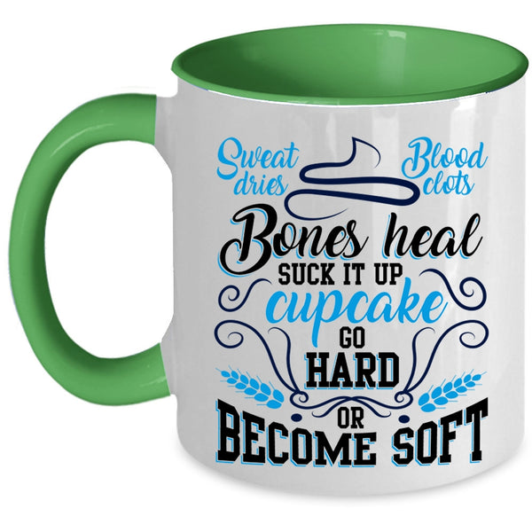 Funny Baking Coffee Mug, Cupcake Go Hard Or Become Soft Accent Mug