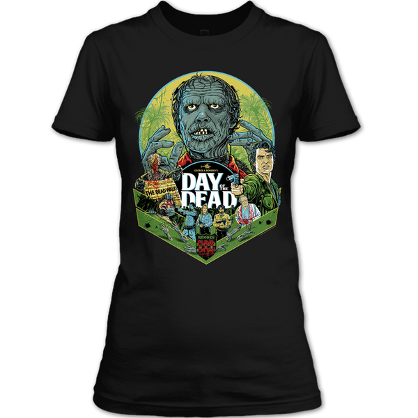 A black t-shirt with the shopify logo