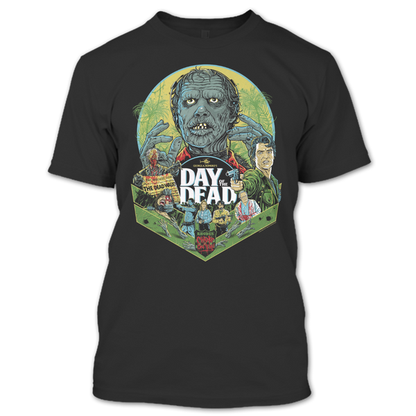 A black t-shirt with the shopify logo