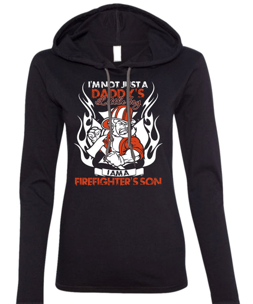 God Said Let There Be Firefighters T Shirt, Ran In Fear T Shirt (Anvil Ladies Ringspun Hooded)
