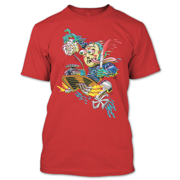 A black t-shirt with the shopify logo