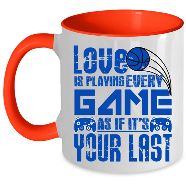 Funny Gift For Gamers Coffee Mug, Love Is Playing Every Game Accent Mug