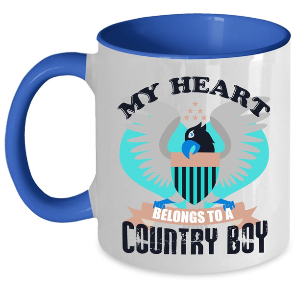 Cool Couple Coffee Mug, My Heart Belongs To A Country Boy Accent Mug