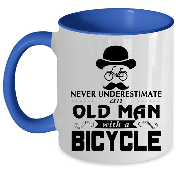 Cool Gift For Grandpas Coffee Mug, An Old Man With A Bicycle Accent Mug