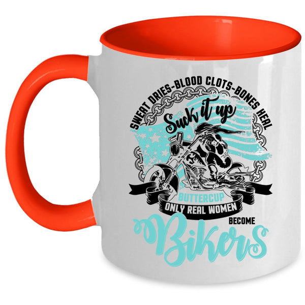 Awesome Women Coffee Mug, Only Real Women Become Bikers Accent Mug