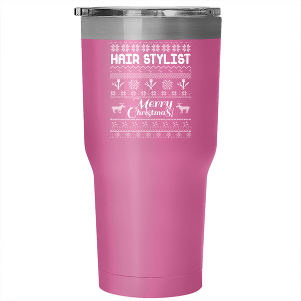 Hair Stylist Tumbler 30 oz Stainless Steel, Merry Christmas Travel Mug