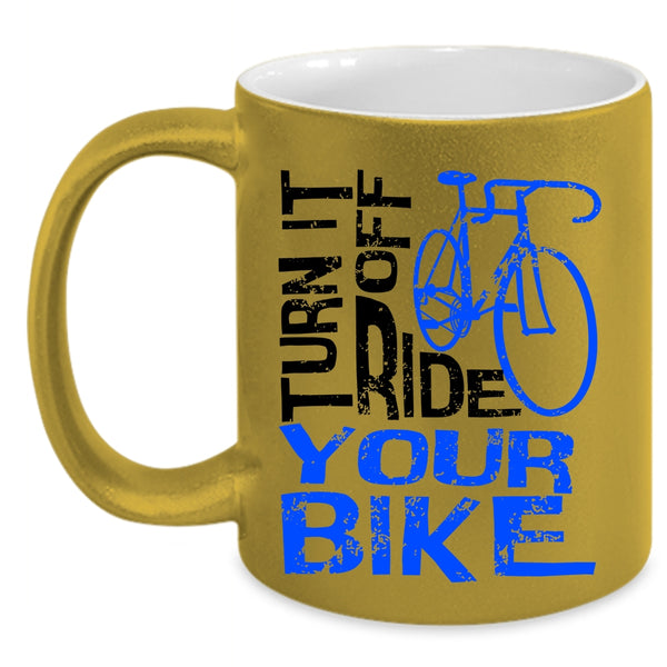Awesome Bikers Coffee Mug, Turn Off Ride Your Bike Accent Mug