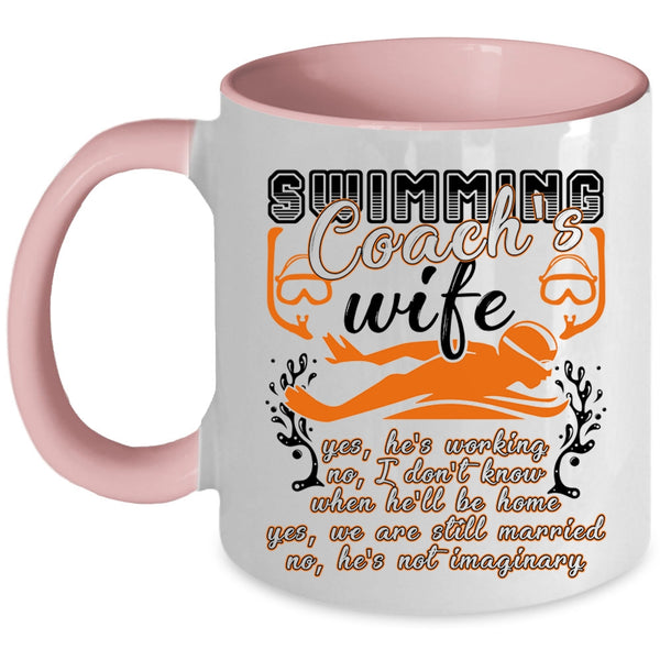 Cool Just Married Coffee Mug, Swimming Coach's Wife Accent Mug