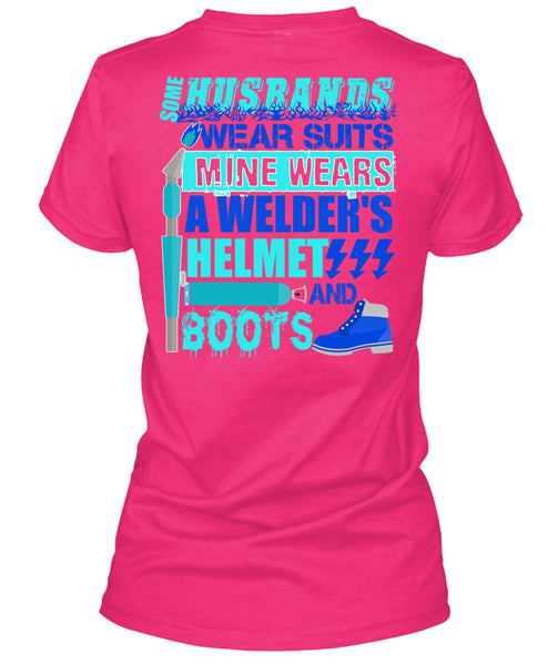 Some Husbands Wear Suits T Shirt, Being A Husband T Shirt, Cool Shirt (Ladies LS Heather V-Neck)