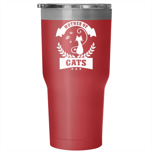 Mother Of Cats Tumbler 30 oz Stainless Steel, Cute Gift For Mom Travel Mug