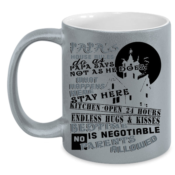 Gift For Father's Day Coffee Mug, Papa's House Rules Accent Mug