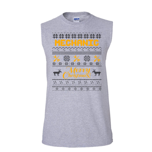 Mechanic Merry Christmas T Shirt, Gift For Merry Christmas T Shirt, Awesome t-shirts (Men's Cotton Sleeveless)