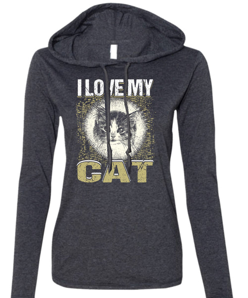 I Love My Cat T Shirt, My Pets T Shirt (Anvil Ladies Ringspun Hooded)