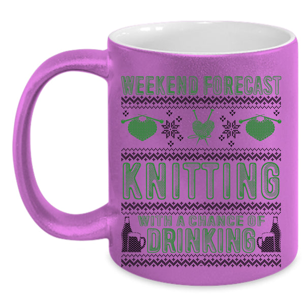 Chance Of Drinking Coffee Mug, Weekend Forecast Knitting Accent Mug