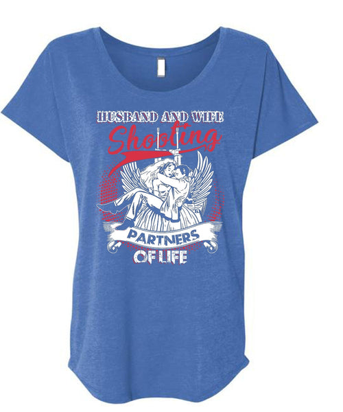 Husband And Wife Shooting Partners Of Life T Shirt, Being A Husband T Shirt, Cool Shirt (Ladies' Triblend Dolman Sleeve)