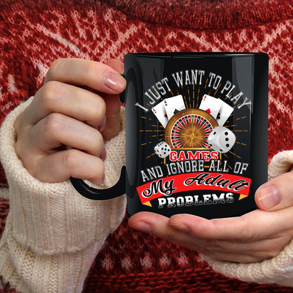 I Just Want To Play Games Coffee Mug, Cool Playing Games Coffee Cup