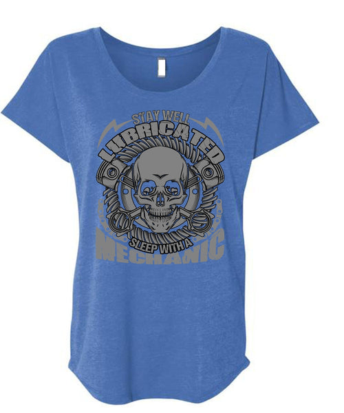 Sleep With A Mechanic T Shirt, Being A Mechanic T Shirt, Cool Shirt (Ladies' Triblend Dolman Sleeve)