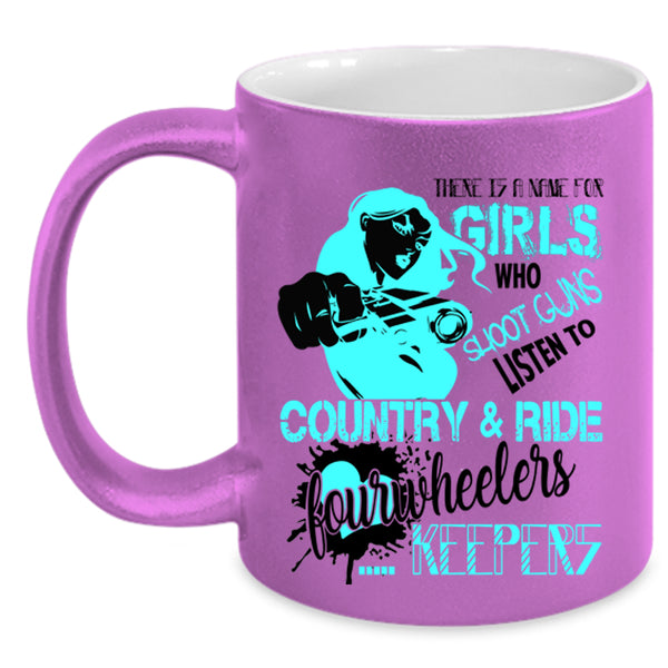 Awesome Girls Coffee Mug, Listen To Country And Ride Fourwheelers Accent Mug