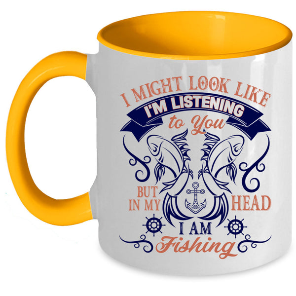 Outdoor Coffee Mug, In My Head I Am Fishing Accent Mug