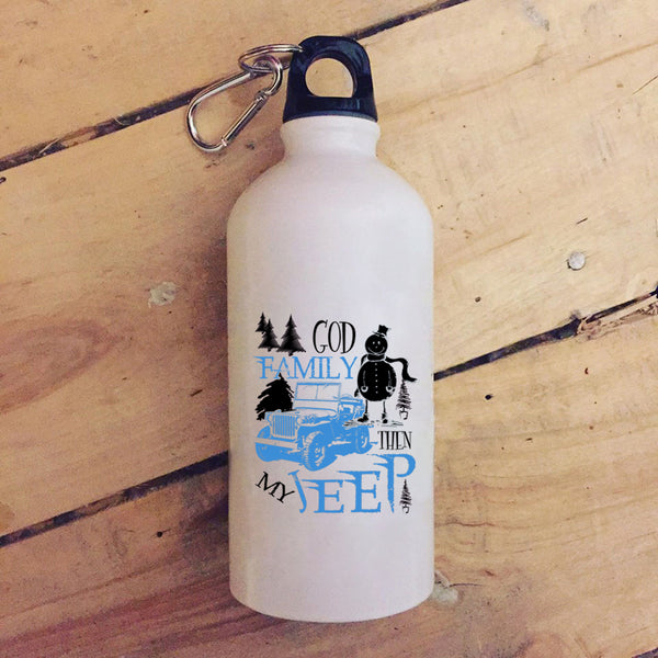 God Family Then My Jeep 20 oz Stainless Steel Bottle,Cute Christmas Outdoor Sports Water Bottle