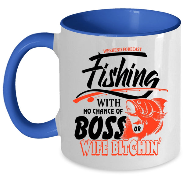 Cool Fisher Coffee Mug, Weekend Forecast Fishing Accent Mug