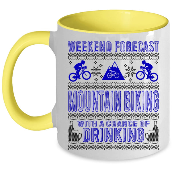 Outdoor Coffee Mug, Weekend Forecast Mountain Biking Accent Mug