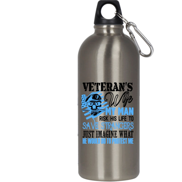 Veteran's Wife 20 oz Stainless Steel Bottle,I Love My Veteran Outdoor Sports Water Bottle