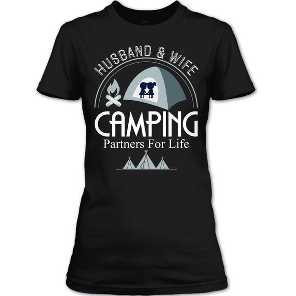 Husband & Wife T Shirt, Camping Partners For Life T Shirt