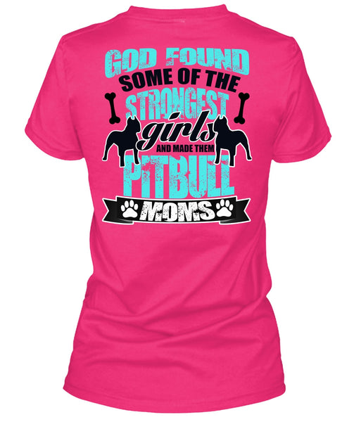 The Strongest Girls T Shirt, Made Them Pit Bull Moms T Shirt, Cool Shirt (Ladies LS Heather V-Neck)