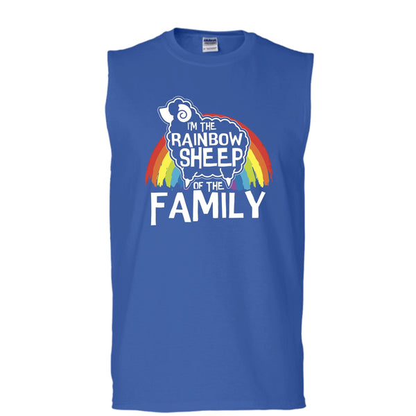 I'm The Rainbow Sheep Of Family T Shirt, Coolest Rainbow Sheep Tank Top (Men's Cotton Sleeveless)