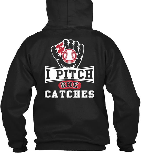 I Pitch She Catch T Shirt, I Love Baseball T Shirt