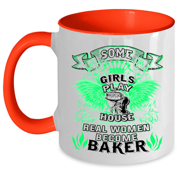 Beautiful Lady Coffee Mug, Real Women Become Baker Accent Mug