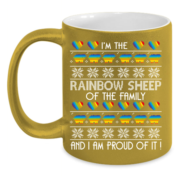 Rainbow Sheep Of The Family Coffee Mug, I Am Proud Of It Coffee Cup