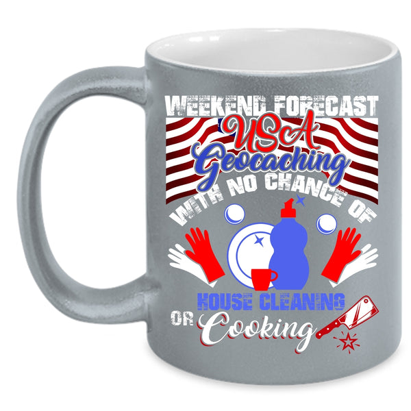 USA Geocaching Coffee Mug, Cool American Flag Coffee Cup