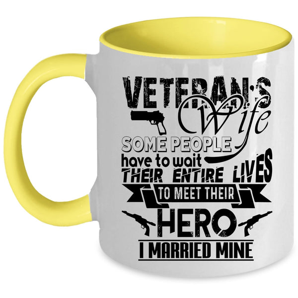 Cool Just Married Coffee Mug, Veteran's Wife Accent Mug