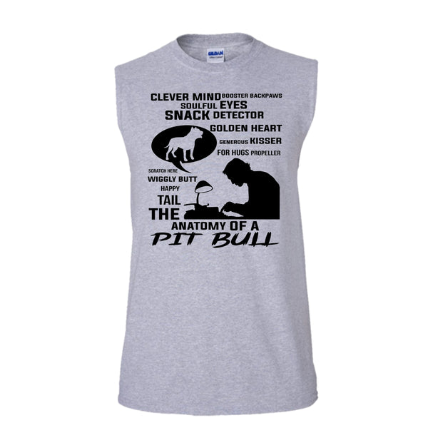 Happy Tail The Anatomy Of A Pit Bull Shirt, Cute Dog Shirt (Men's Cotton Sleeveless)