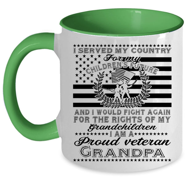 My Grandchildren Coffee Mug, I Am A Proud Veteran Grandpa Accent Mug