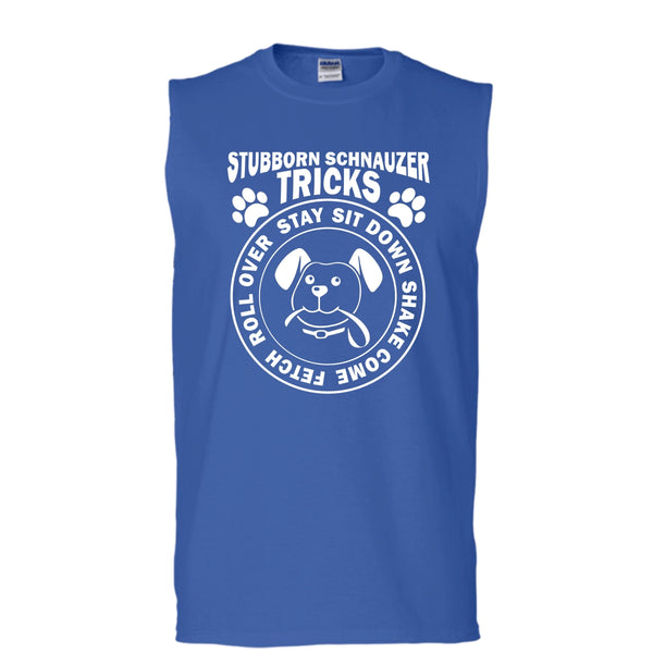 Stubborn Schnauzer Tricks Shirt, Cool Dog Shirt (Men's Cotton Sleeveless)