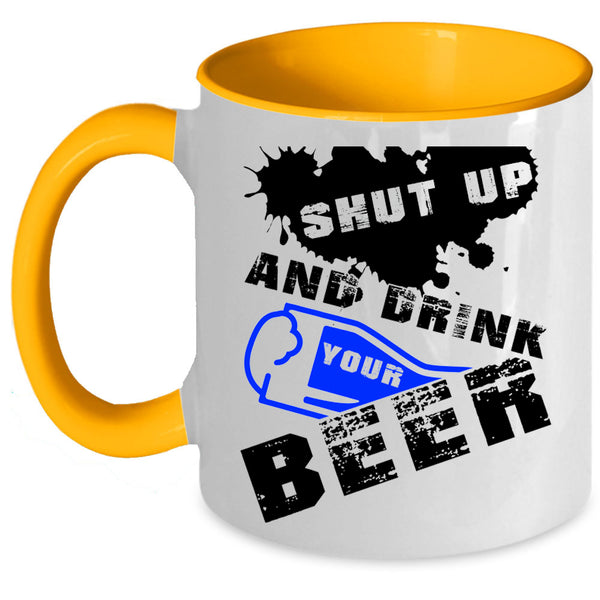 Cool Beer Drinker Coffee Mug, Drink Your Beer Accent Mug