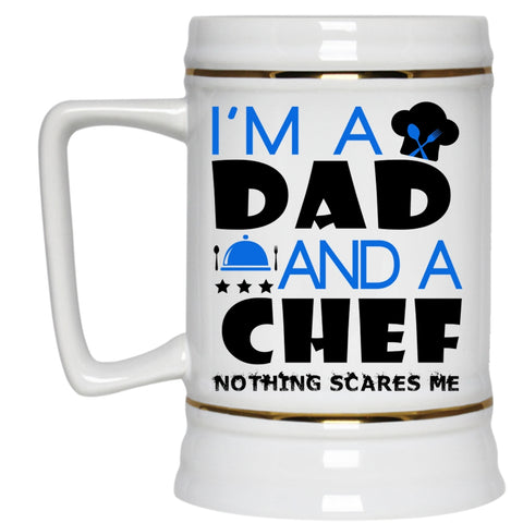 Gift For Chef Dad Beer Stein 22oz, I'm A Dad And A Chef Beer Mug
