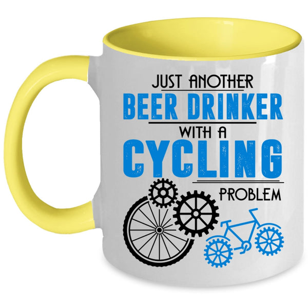 Cool Beer Drinker Coffee Mug, Beer Drinker With A Cycling Problem Accent Mug