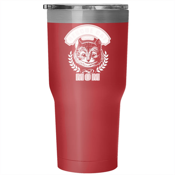 Rescue Cat Mom Tumbler 30 oz Stainless Steel, Awesome Gift For Mom Travel Mug