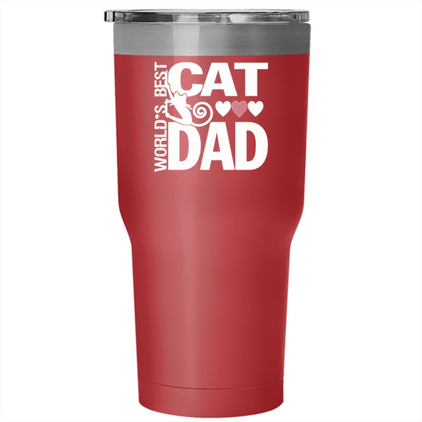 World's Best Cat Dad Tumbler 30 oz Stainless Steel, Cool Cat Dad Travel Mug