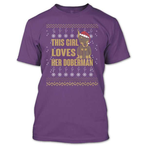 This Girls Loves Her Doberman T Shirt, Merry Christmas T Shirt