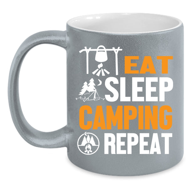 Eat Sleep Camping Repeat Coffee Mug, I Love Camping Coffee Cup
