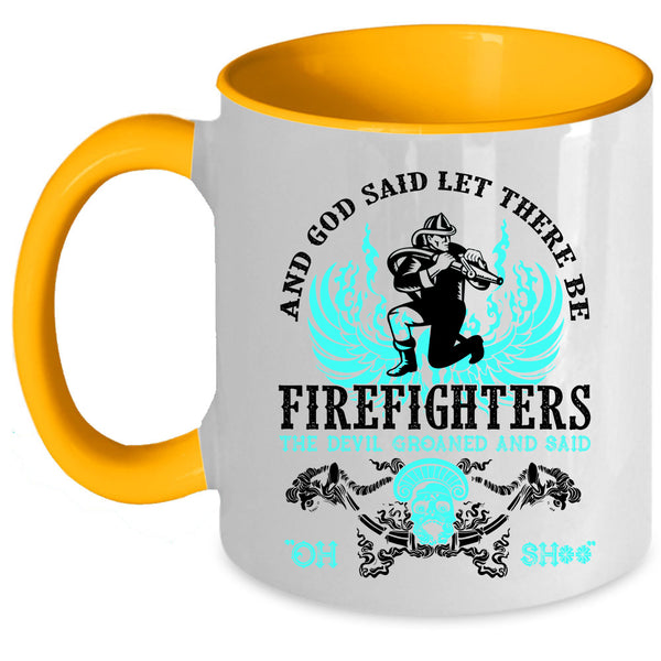 Cool Firefighter Coffee Mug, There Be Firefighters Accent Mug