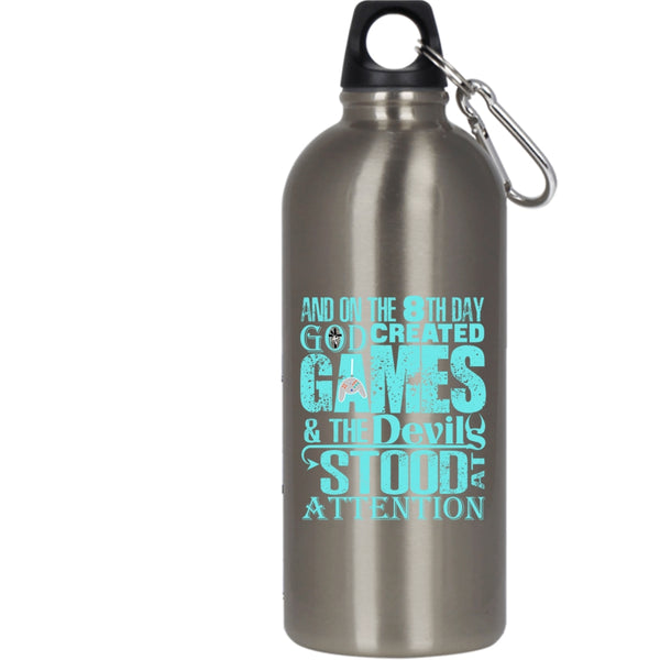 On The 8th Day God Created Games 20 oz Stainless Steel Bottle,Cool Gamers Outdoor Sports Water Bottle