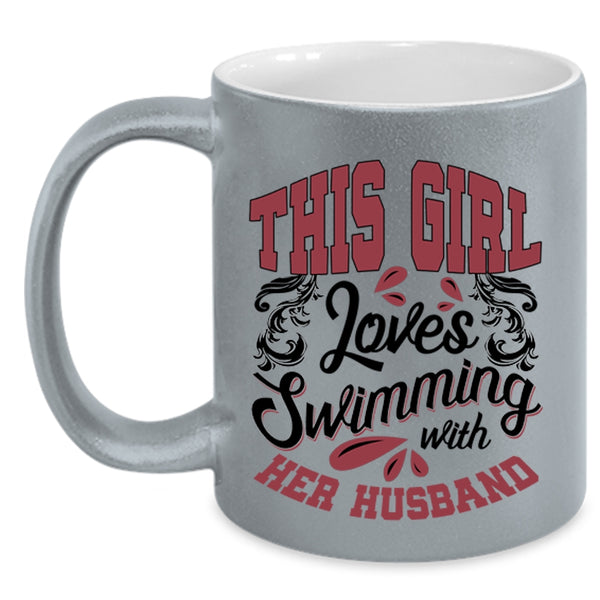Couple Coffee Mug, This Girl Loves Swimming With Her Husband Accent Mug