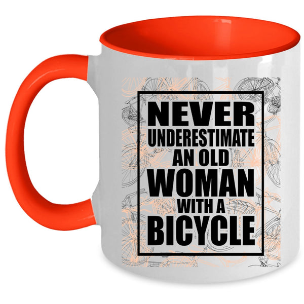 Funny Grandmas Coffee Mug, An Old Woman With A Bicycle Accent Mug