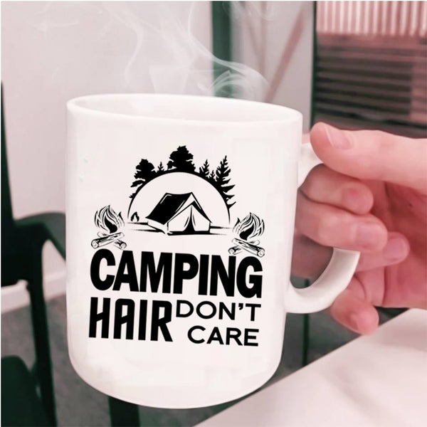 Funny Gift For Camper Coffee Mug, Camping Hair Don't Care Cup